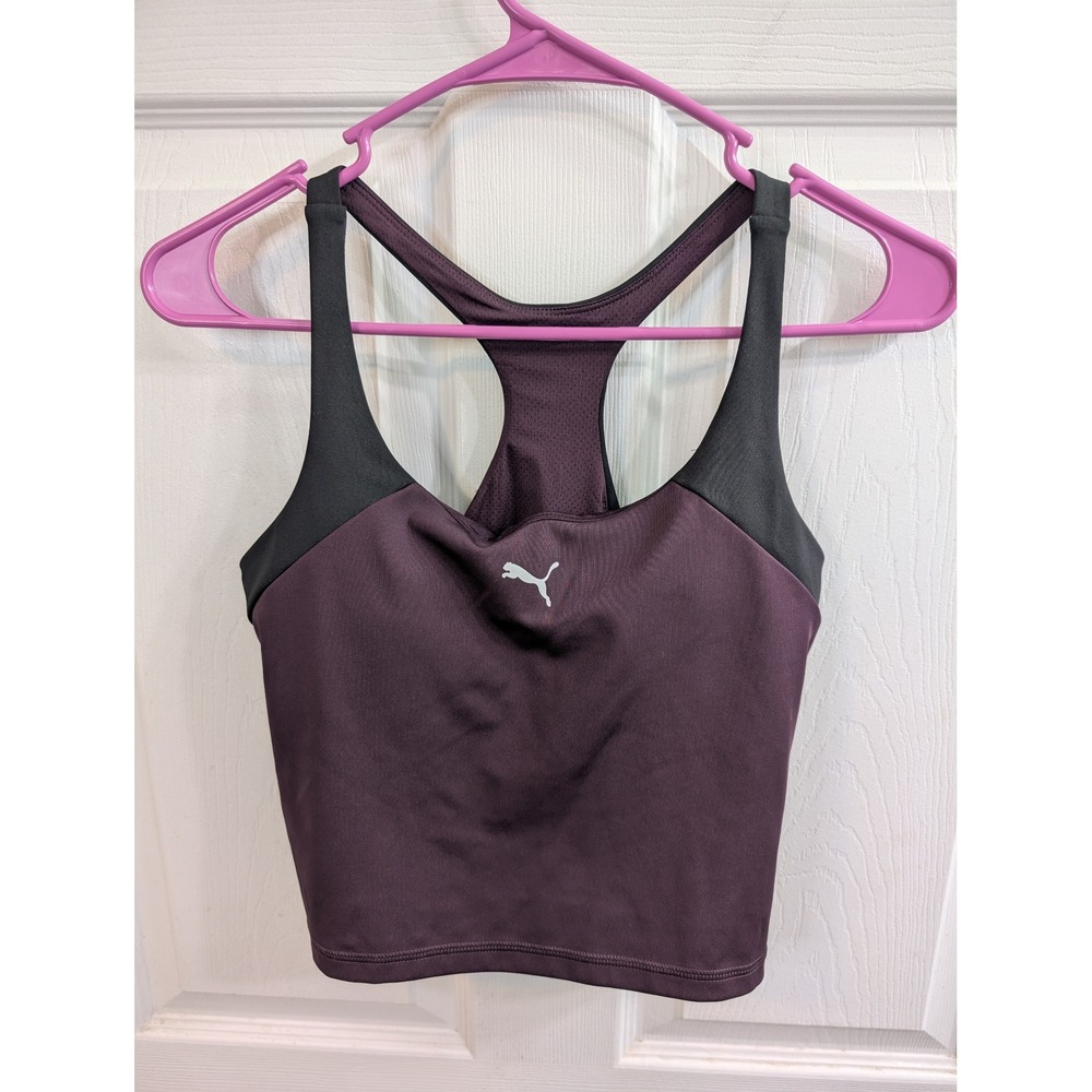 Puma Train All‎ Day Padded Sports Tank Top Crop Womens Plum Black - Size M